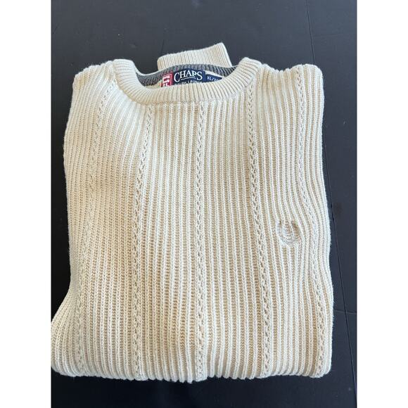 Vintage Chaps Ralph Lauren Cream Sweater Size XL Cable Chunky Knit Fisherman - Picture 4 of 8